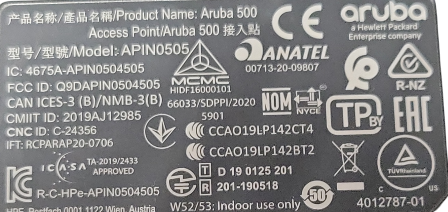 Aruba Networking AP‑505 (RW) Dual Radio 2x2 802.11ax Internal Antennas AP Q_