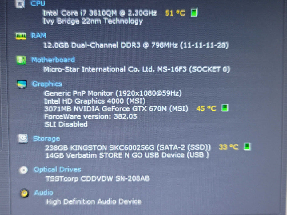 MSI GT60 i7-3610QM 12GB DDR3 GTX 670M 256GB SSD READ β BudLap