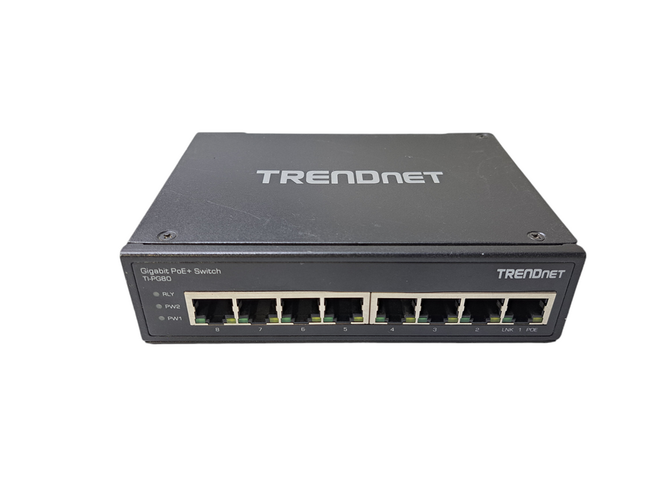 TRENDnet TI-PG80 | 8-Port Gigabit PoE+ Hardened Industrial Switch + Rack Ears Q