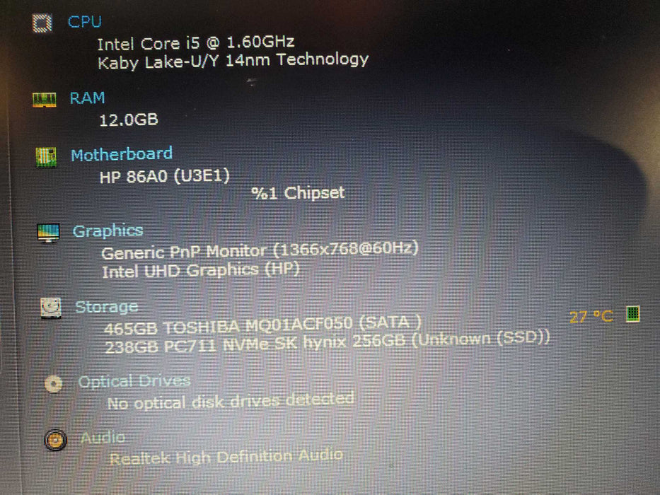 HP ProBook 450 G7 i510210U @1.60 GHz 12GB DDR4 256GB SSD+500GB HDD READ  Lap200