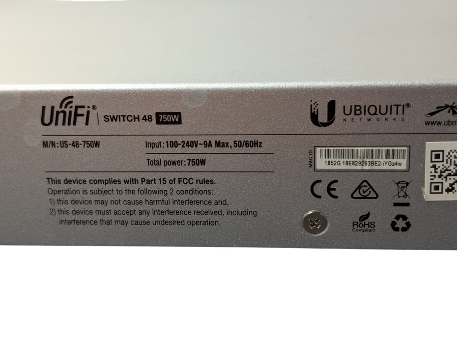 Ubiquiti UniFi Switch 48 750W US-48-750W PoE Network Switch Please READ  -