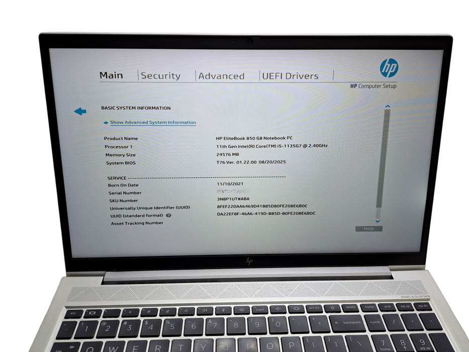 HP EliteBook 850 G8 | Intel Core i5-1135G7 2.4GHz, 24GB DDR4, 256GB NVMe ) Lap200
