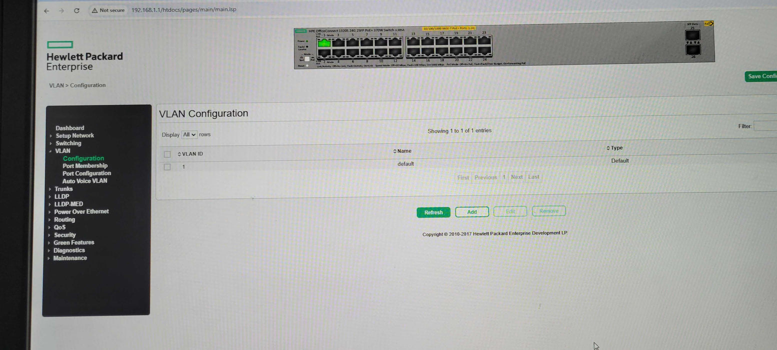 HPE OfficeConnect 1920S 24G 2SFP PoE+ 370W JL385A Gigabit switch _