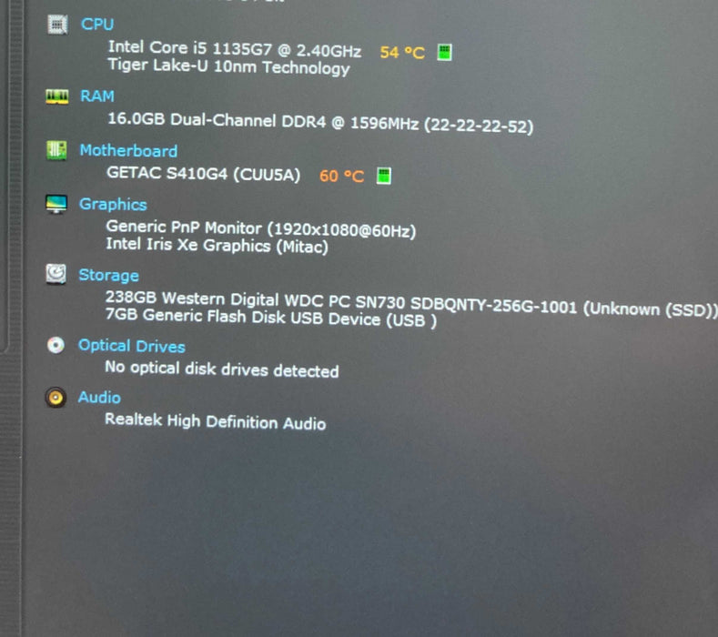 Getac S410G4 TOUCH Rugged Laptop i5-1135G7@2.4 16GB RAM 256GB SSD 1499 Hrs  Lap200