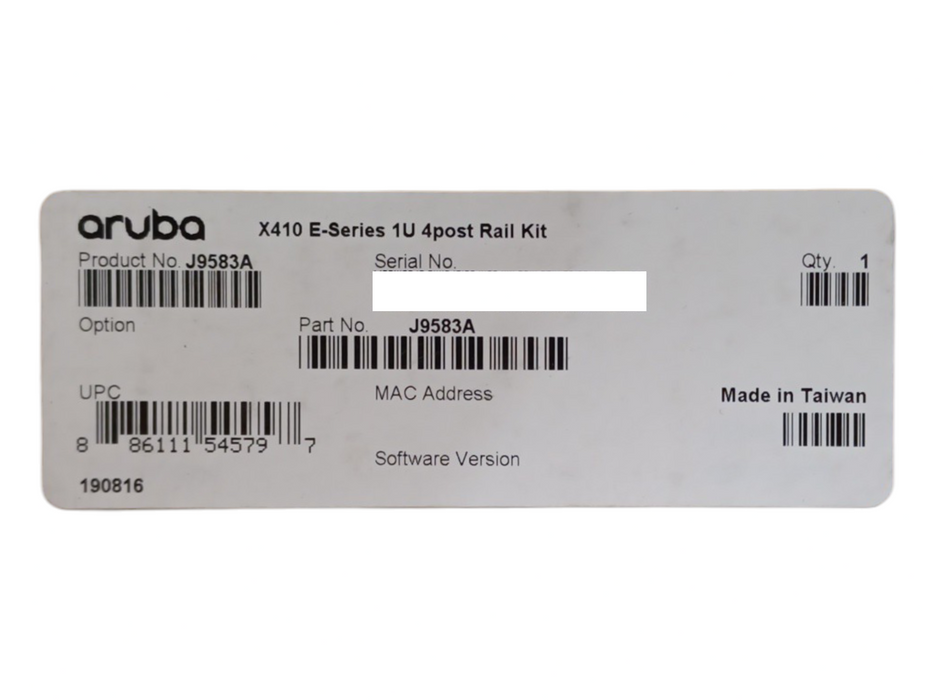Aruba x410 1U Universal 4-Post Rack Mount Kit, J9583A