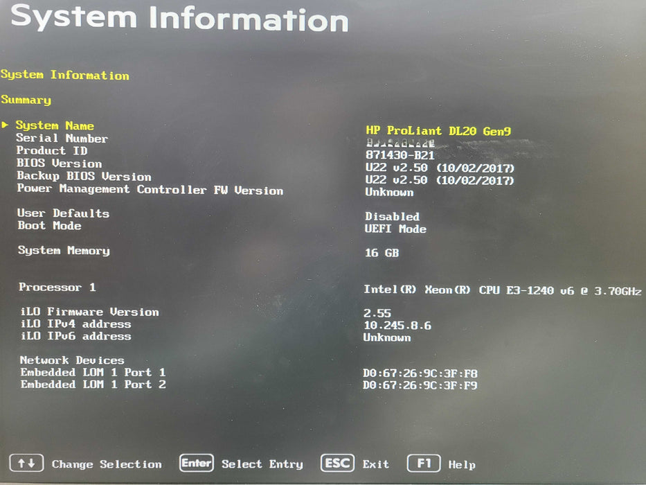 HP ProLiant DL20 Gen9 | Xeon E3-1240 v6 @3.70GHz, 16GB DDR4, B140i RAID !