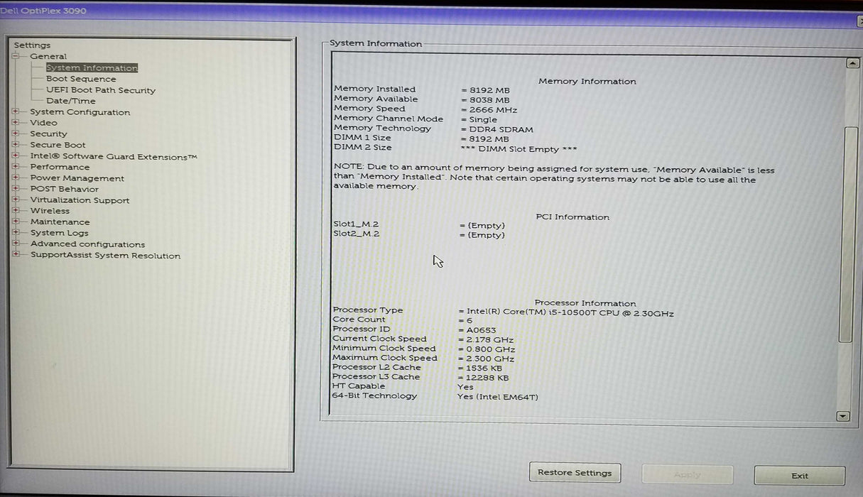 Dell OptiPlex 3090 Micro Intel i5-10500T CPU 2.30GHz 8GB RAM No HDD Q