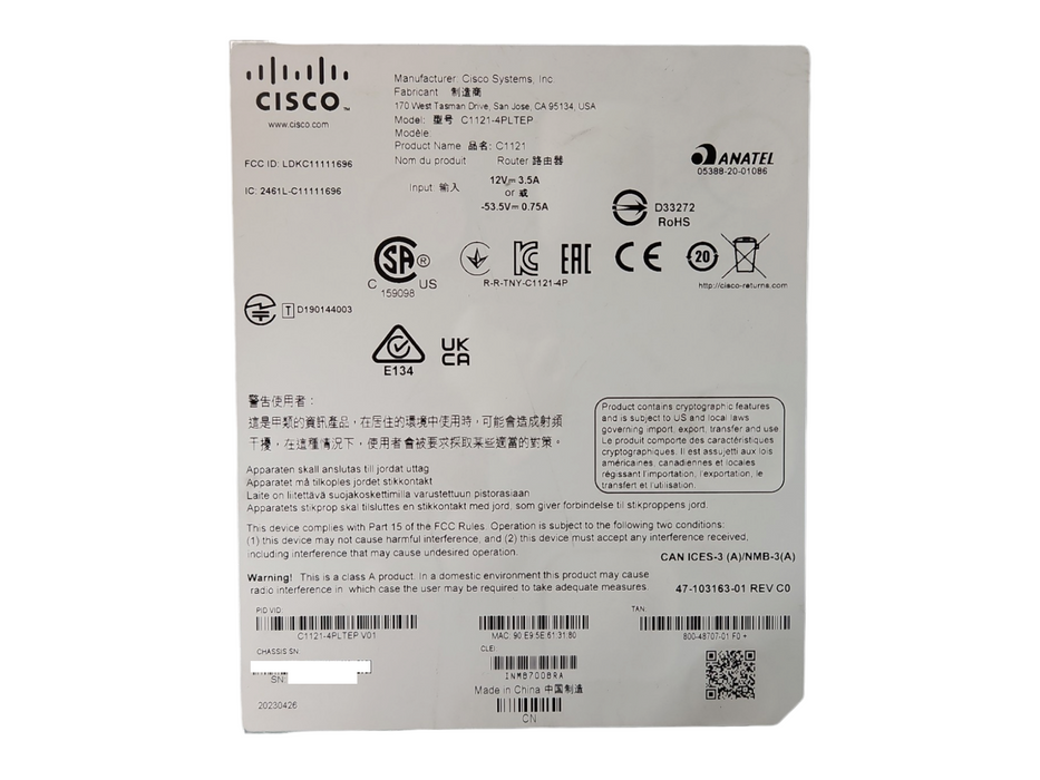 Cisco C1121-4PLTEP 4-port Dual GE SFP Router