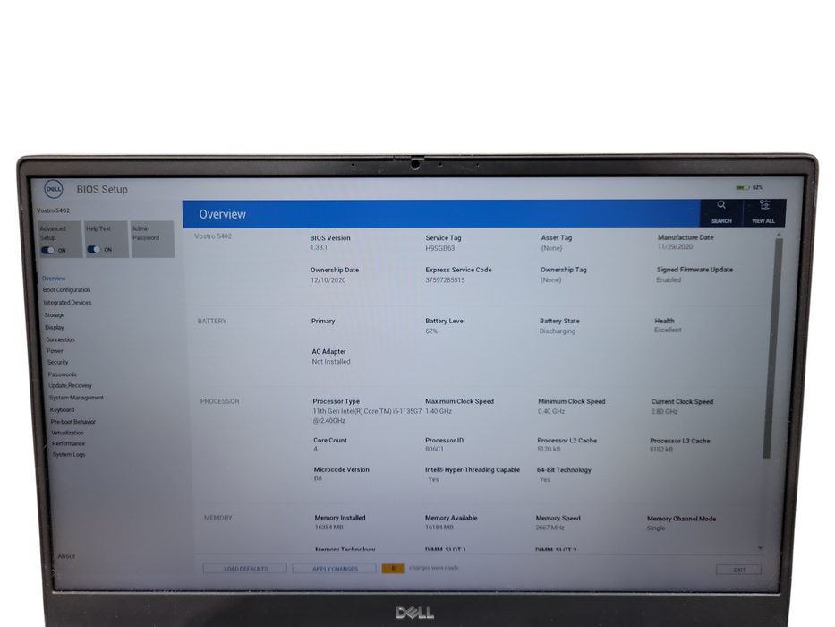 Dell Vostro 5402 Core i5-1135G7 1.40GHz 16GB RAM 256GB SSD ! Lap200