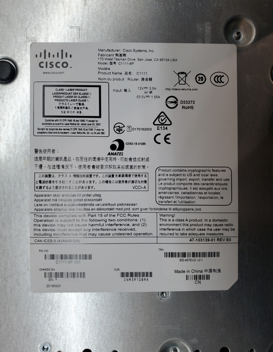 Cisco C1111-8P Series Integrated Services Router No AC