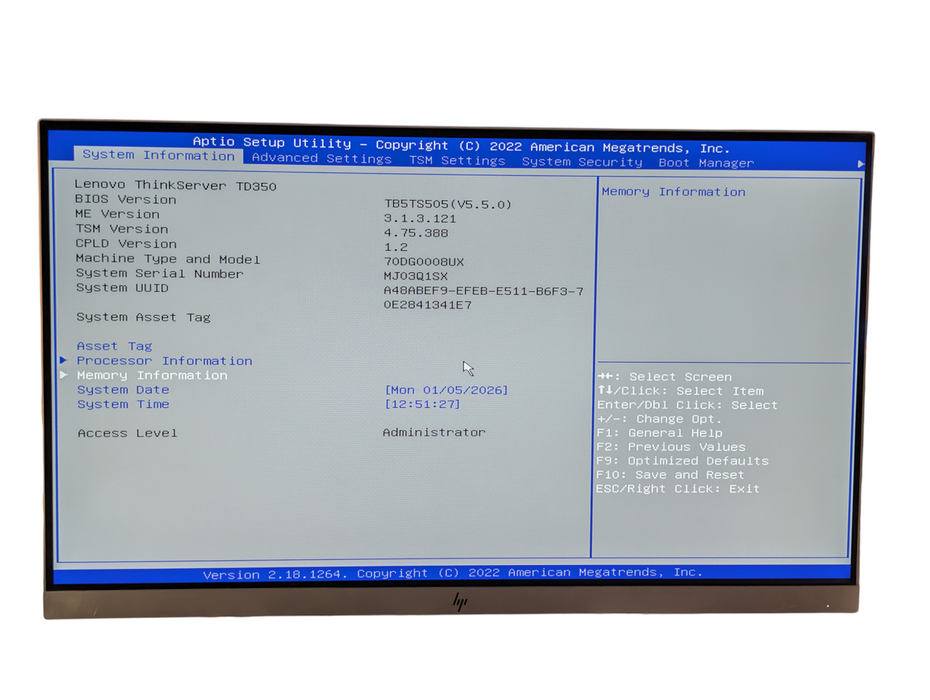 Lenovo ThinkServer TD350 Intel Xeon E5-2609 32GB RAM  -