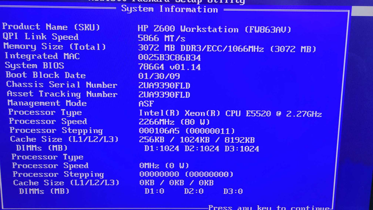 HP Z600 - Xeon E550 | 3GB RAM | NO HDD | FIREPRO  %