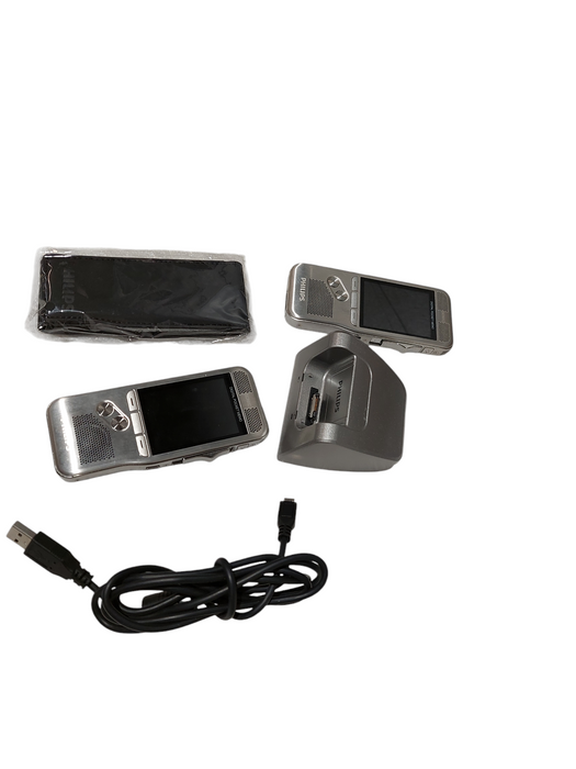 2-Phillips Digital Pocket Memo 3DMIC Digital Speech Recorders With Dock  =