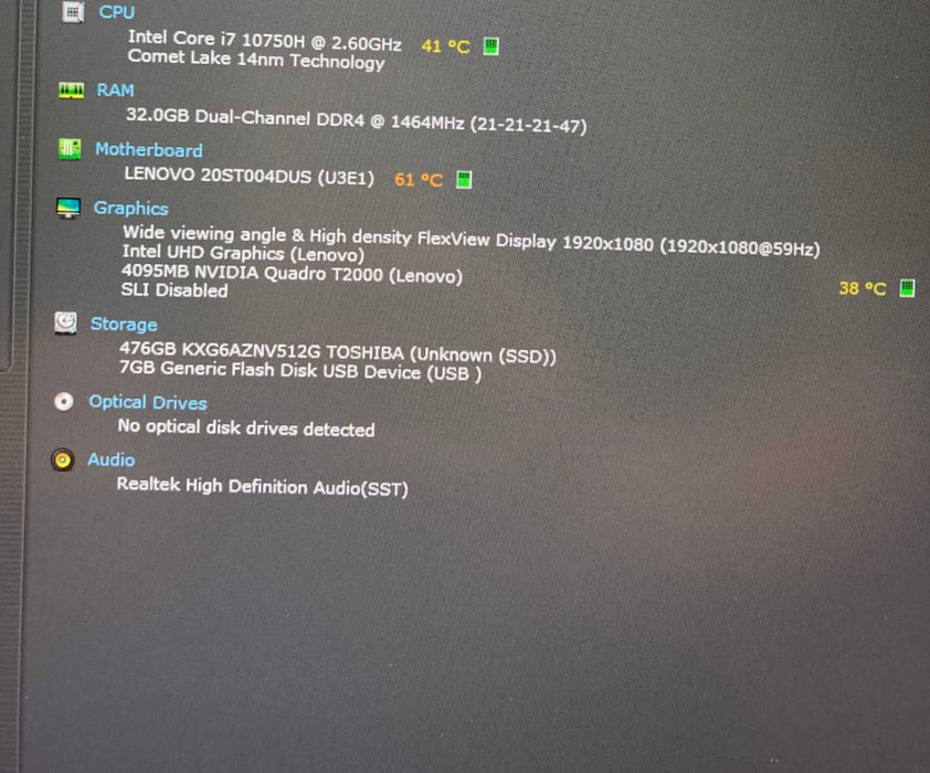 Lenovo ThinkPad P15 Gen1 i7-10750H QUADRO T2000 4GB GPU 32GB RAM 512 GB SSD  Lap200