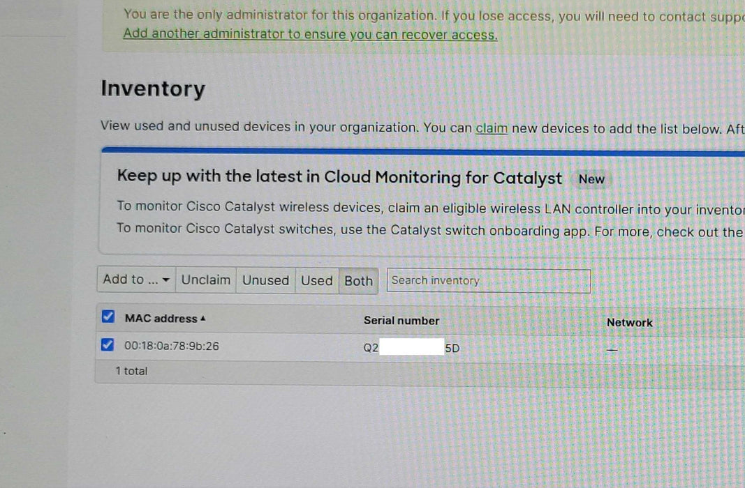 Cisco Meraki MS420-24-HW Cloud-Managed Aggregation Switch, Unclaimed _