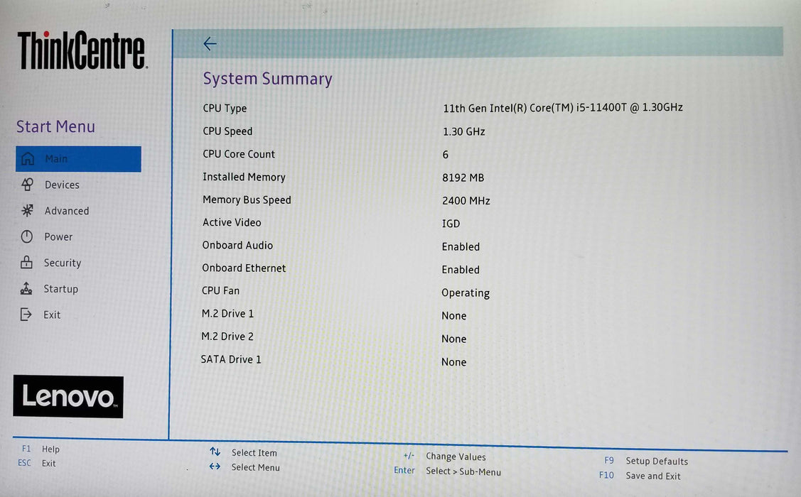 Lenovo ThinkCentre M70q Gen2 11th Gen core i5-11400T 8GB RAM - No HDD