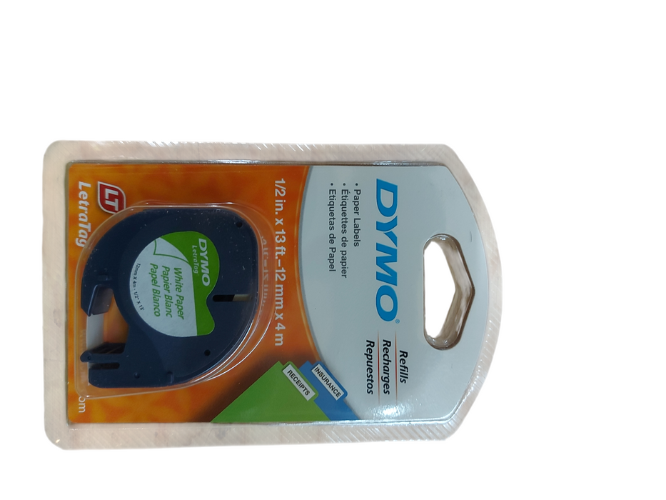 Lot 6x Dymo Letratag Refill White Paper Label Tape 12mm 1/2" LT-100H 200B