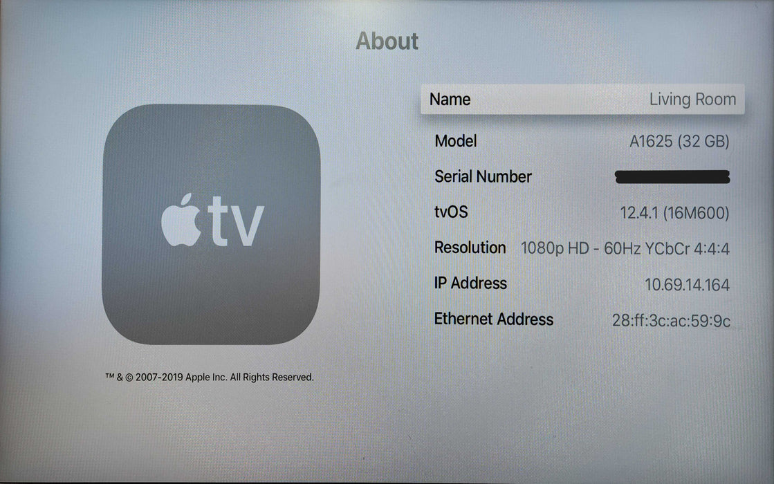 Apple TV HD 4th Gen 32GB Digital HD Media Streamer A1625 w/ Remote