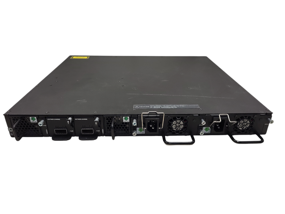 Brocade ICX 7450-48P 48-Port PoE Switch w/ICX7400-4X10GF 2x ICX7400-1 READ Q$