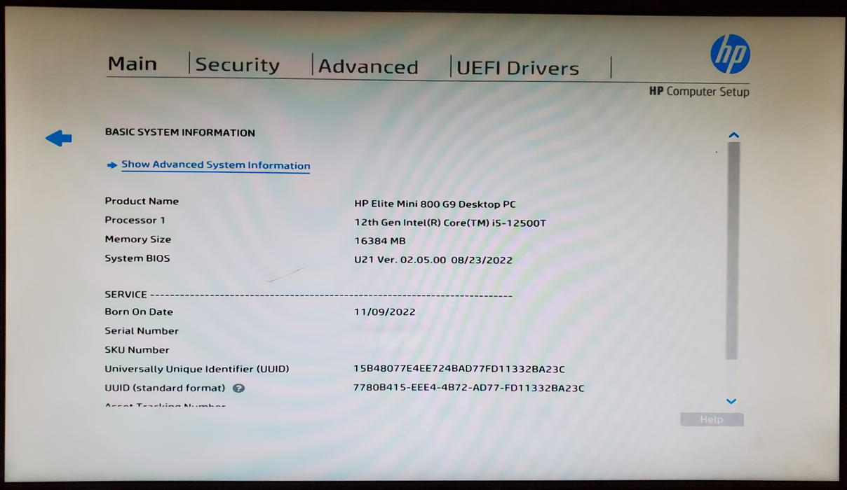 HP Elite Mini 800 G9 Core i5-12500T 16GB DDR4 256GB NVMe Q