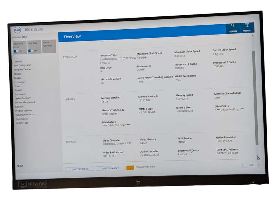 DELL Precision 3450 Intel Core i7-10700 16GB RAM 256GB NVMe SSD  -
