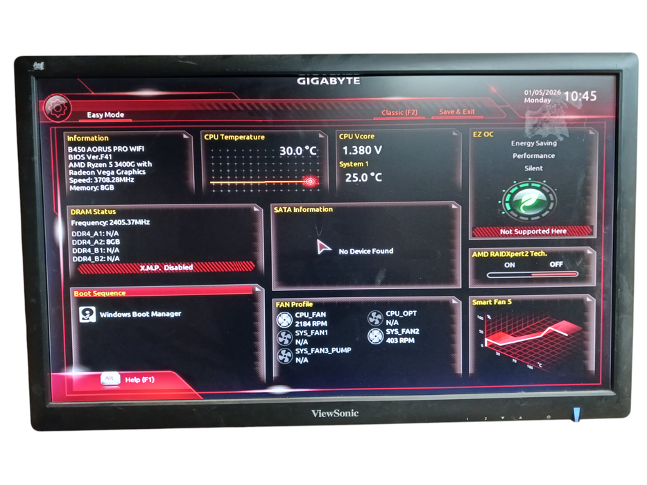 Antec Custom PC Gigabyte B450 Aorus Pro Wifi Ryzen 5 3400G 8GB DDR4 READ