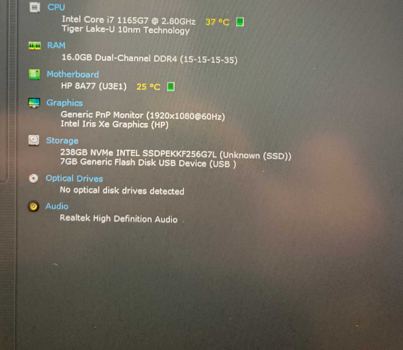 HP ProBook 450 G8 Core i7-1165G7@2.80GHz 16GB RAM 256GB SSD  Lap200