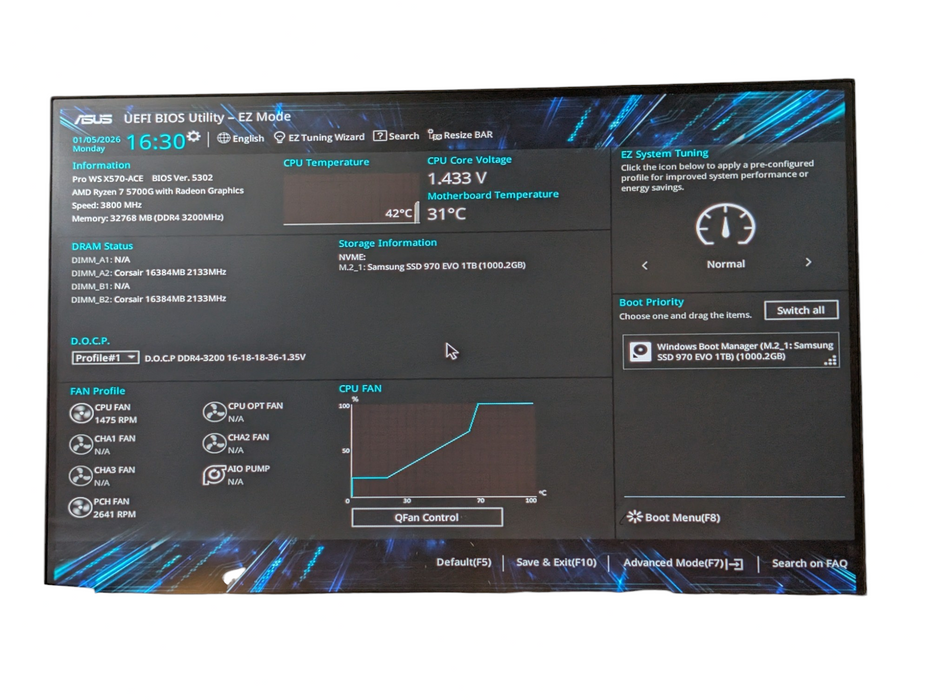 Asus Pro WS X570-ACE, Ryzen 7 5700G w/ 32GB DDR4 & 1TB NVMe