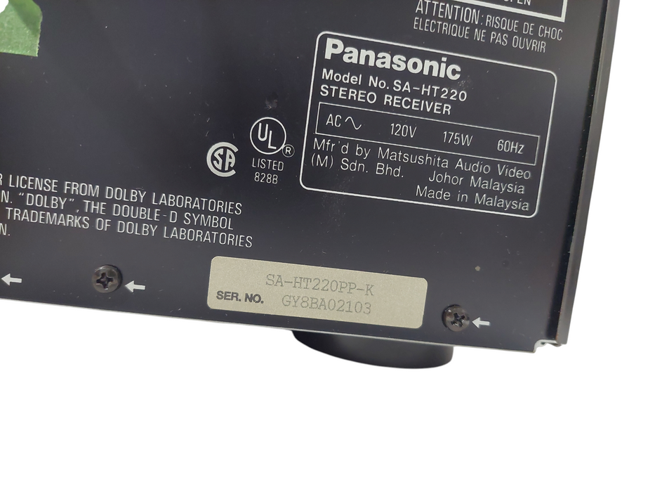 Panasonic AV Control Stereo Receiver Model: SA-HT220 =
