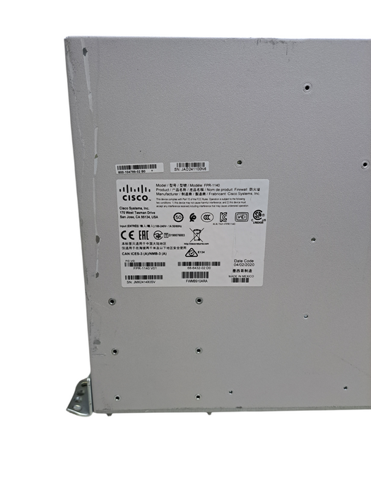 Cisco FirePower FPR-1140 V01 8-Port Gigabit 4x SFP Firewall w/ FPR1K-SSD200