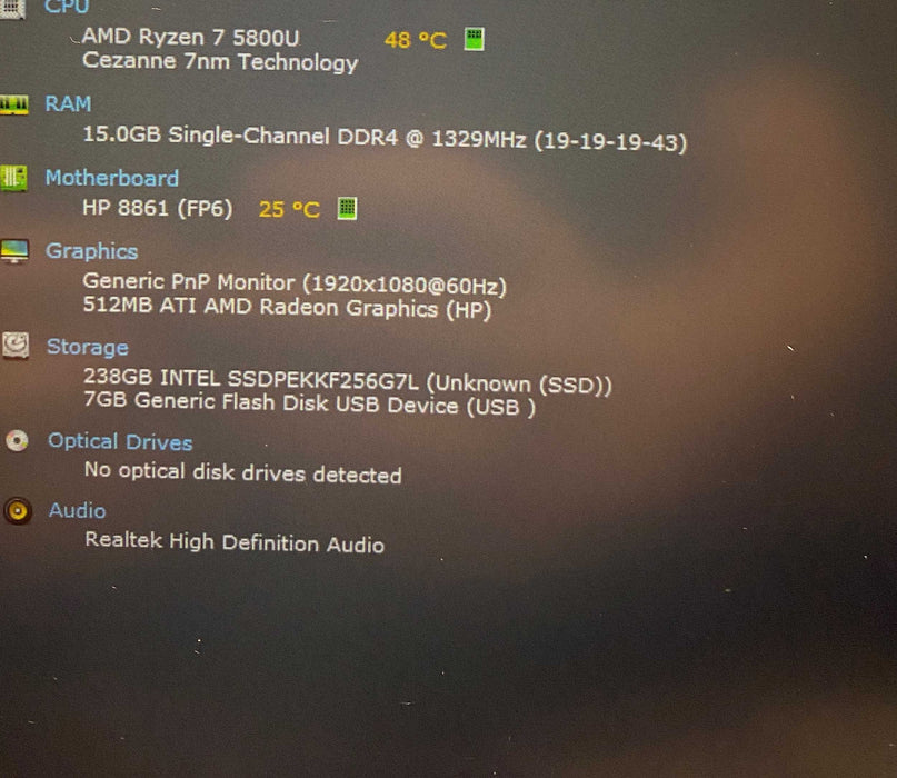 HP ProBook 445 G8 AMD Ryzen 7 5800U@1.90GHz 16GB RAM 256GB SSD  Lap200