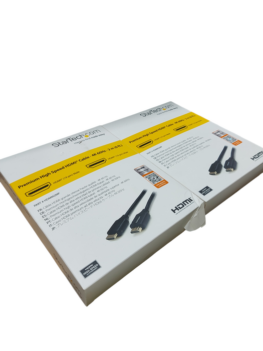 Lot 2x Startech 6ft (2.m) Premium Certified High Speed Hdmi Cable 4k 60hz