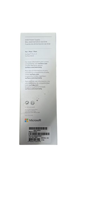 Brand New Microsoft Surface 65W Power Supply Model 1706|Sealed