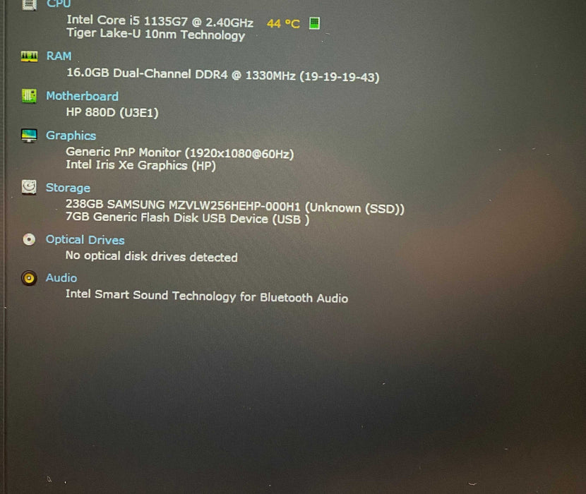 HP EliteBook 840 G8 Core i5-1135G7@2.40GHz 16GB RAM 256GB NVMe SSD  Lap200
