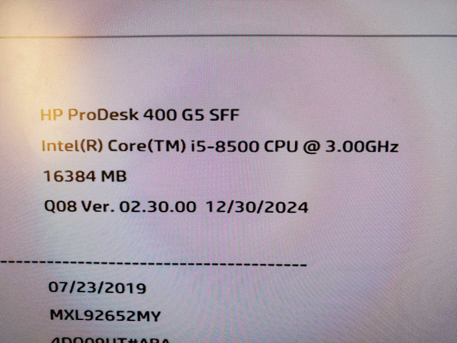 HP ProDesk 400 G5 SFF i5-8500 3.0GHz 16GB DDR4 RAM, 1TB HDD NO OS