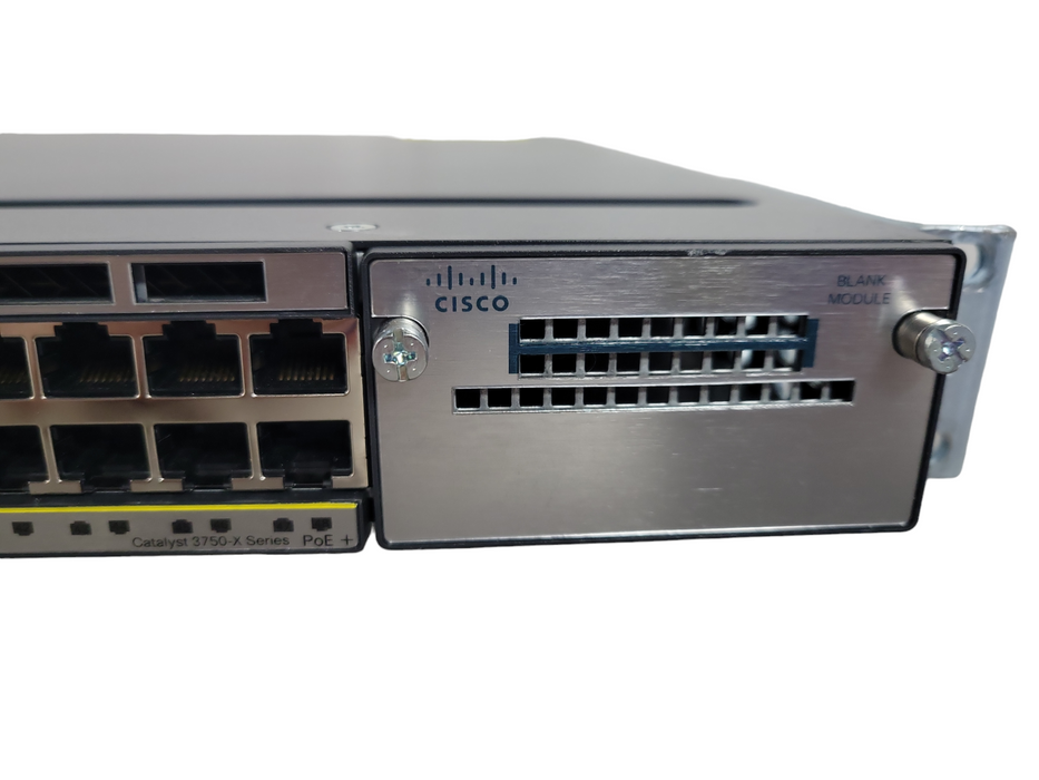 Cisco WS-C3750X-48P-S 48-Port Gigabit IP Base Switch POE+,  2x PSU !