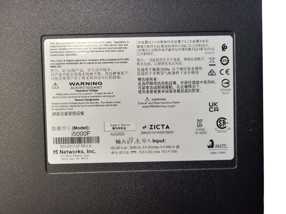 F5-BIG-IP-I5000-DF SERIES F5 Networks i5000/I5820 FIPS READ $
