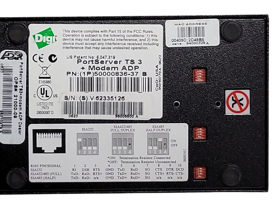 Digi PortServer TS 3 + Modem ADP 50000836-37, READ _