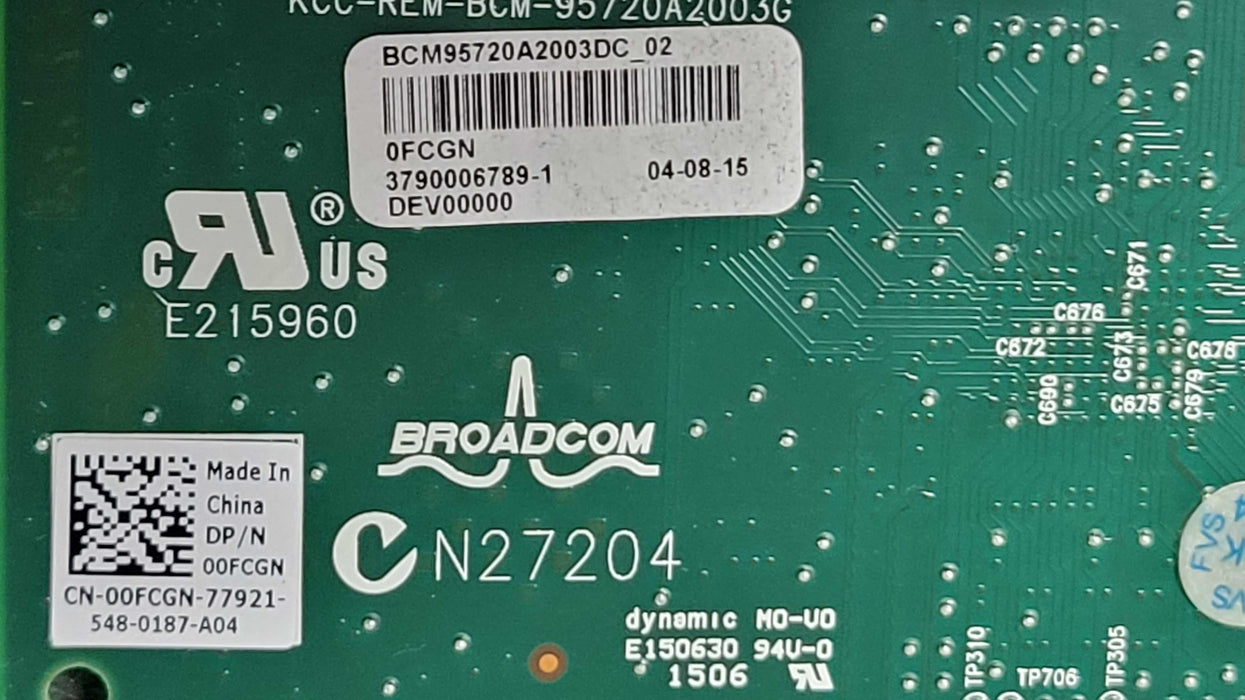 Broadcom BCM5720 PCIe Dual-port 1 Gigabit network card dell 00FCGN _