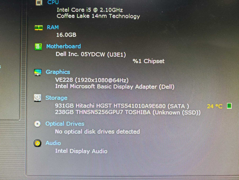 Dell OptiPlex 3060 Micro PC Core i5-8500T 16GB RAM 256GB NVME 1TB HDD WIFI