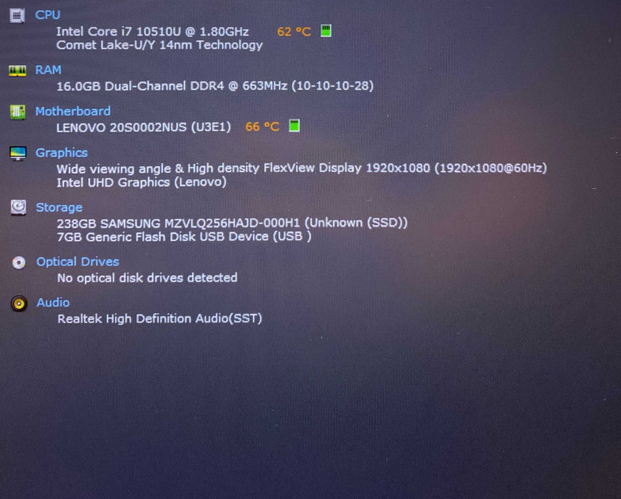Lenovo ThinkPad T14 Gen 1 Core i7-10510U@2.30GHz 16GB RAM 256GB SSD  Lap200