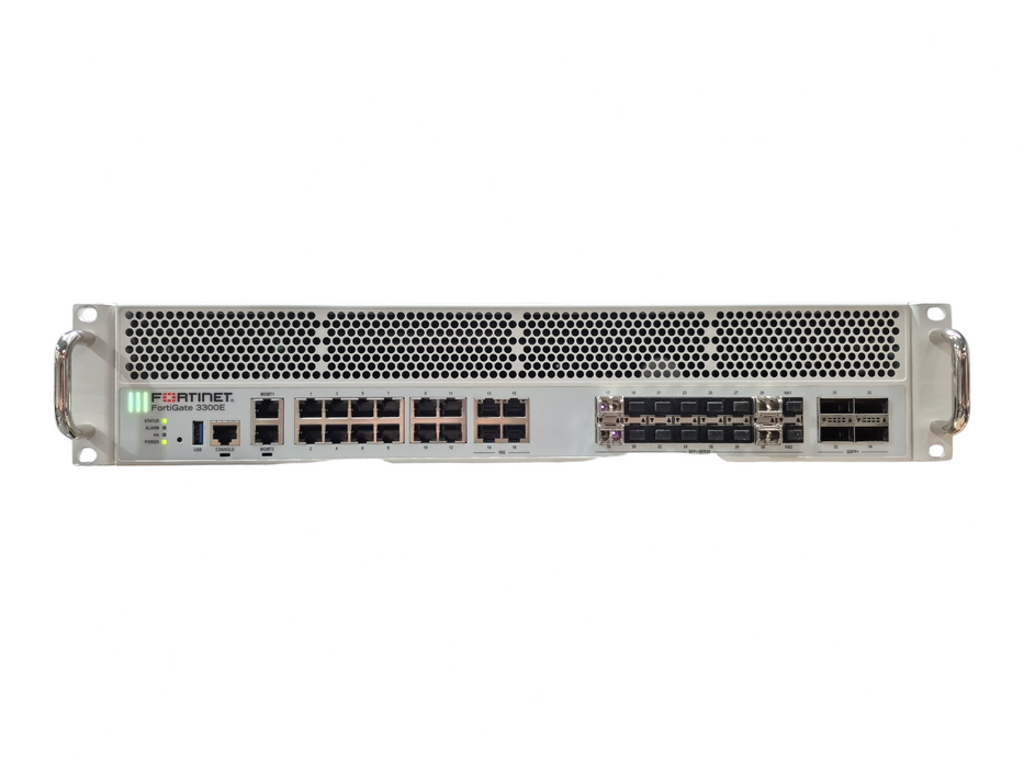 Fortinet FG-3300E Firewall, 4x40GE QSFP+, 16x10GE SFP+, NO OS, READ Q