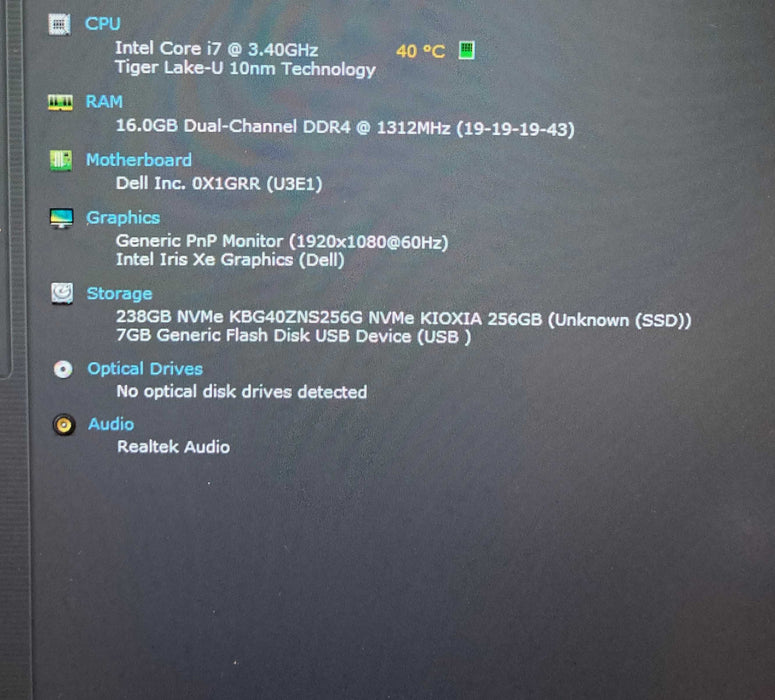 Dell Vostro 15 5510 Core i7-11390H@3.4GHz 16GB RAM 256GB SSD  Lap200