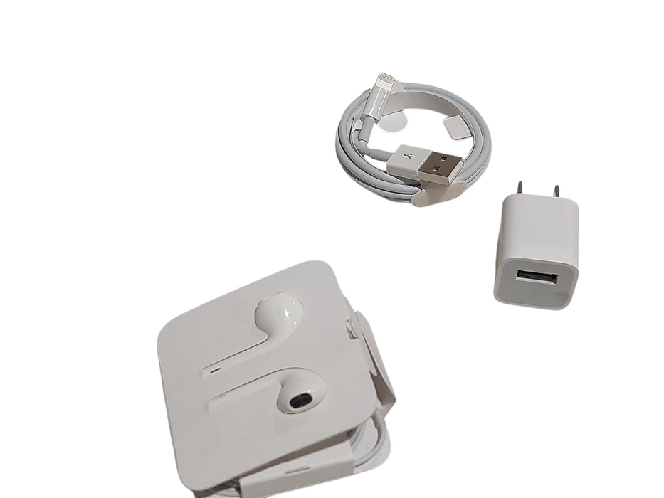 Apple Lightning Port Cable to USB , Power Block A1385 & Wired Earbuds  =