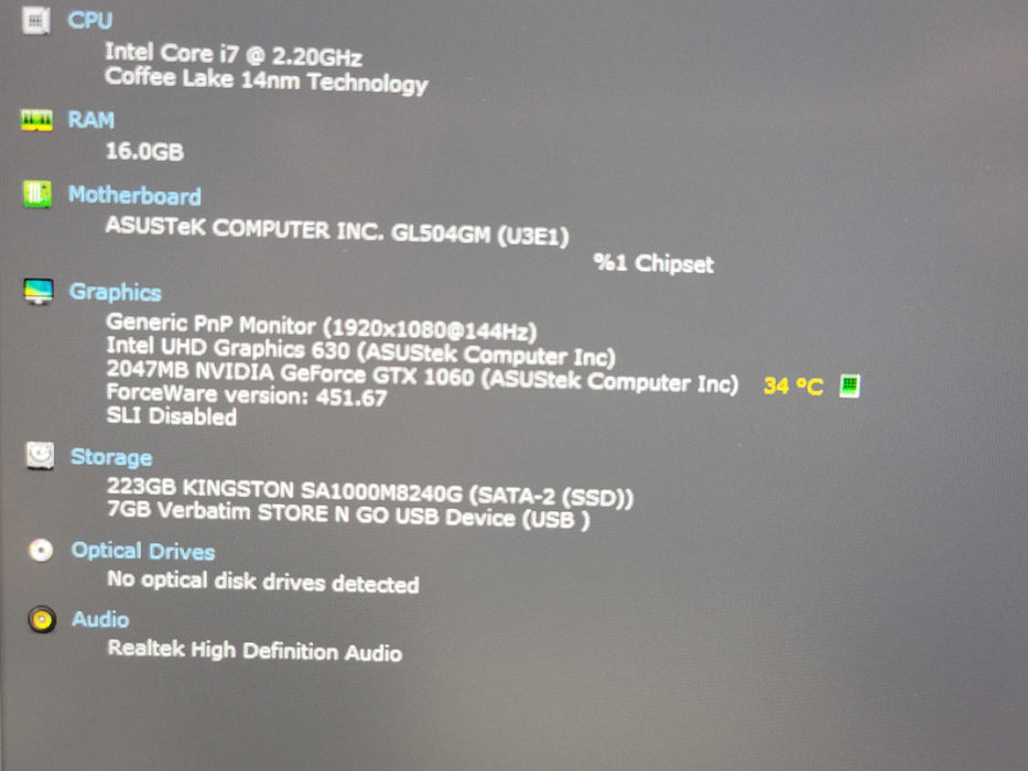 ASUS ROG STRIX SCAR II i7-8750H 16GB DDR4 GTX 1060 256GB SSD READ β Lap200