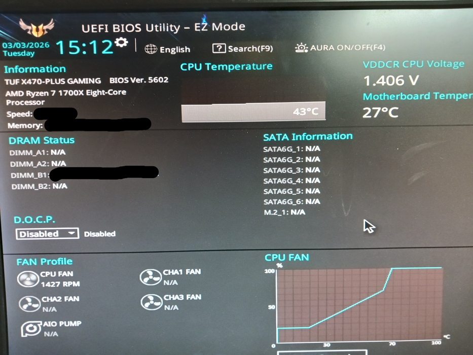 Asus TUF X470-Plus Gaming Motherboard & AMD Ryzen 7 1700X No I/O Shield