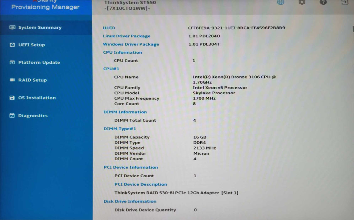 Lenovo ThinkSystem ST550, 1x Xeon Bronze 3106 64GB 2x PSU, 4x 3.5" Bays _