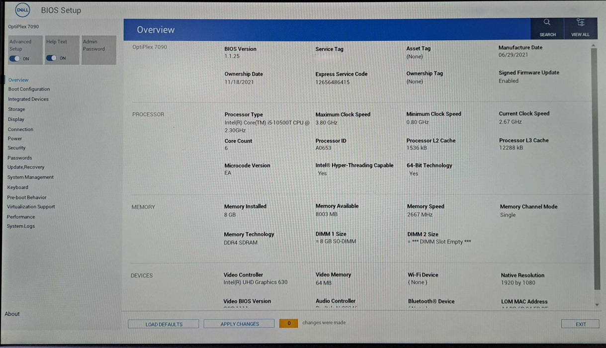 Dell OptiPlex 7090 Micro | Intel Core i5-10500T, 8GB DDR4, 256GB NVMe )