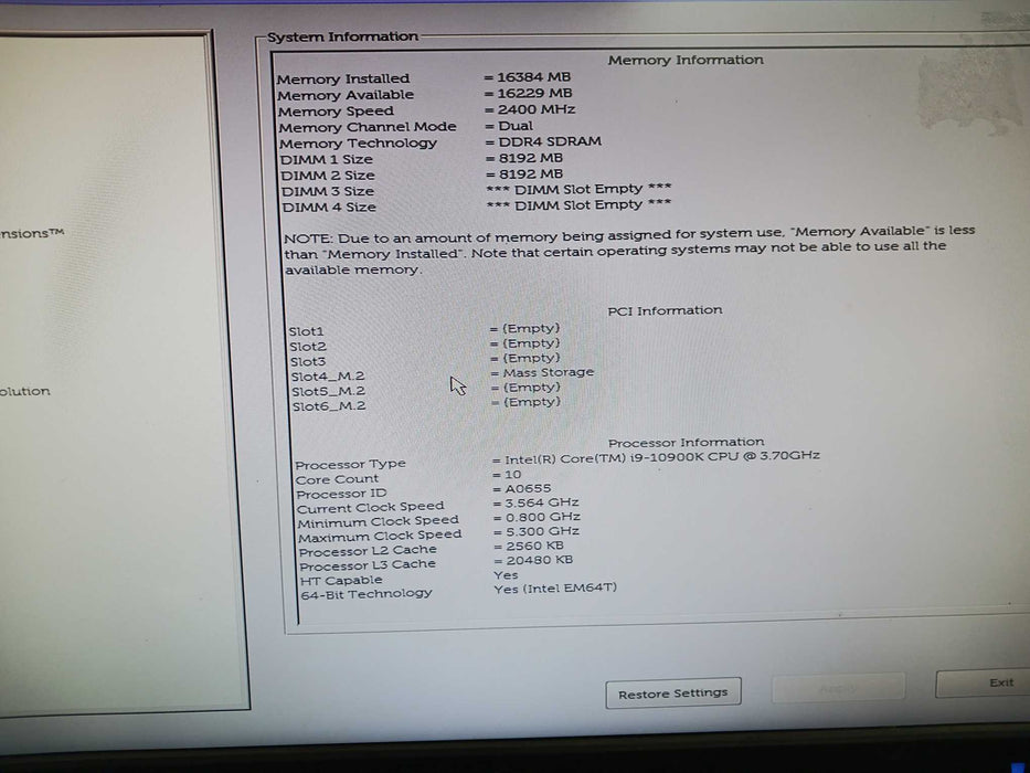 Dell Precision 3640 Tower Intel i9-10900K @3.7 Ghz 16GB RAM 256GB m.2