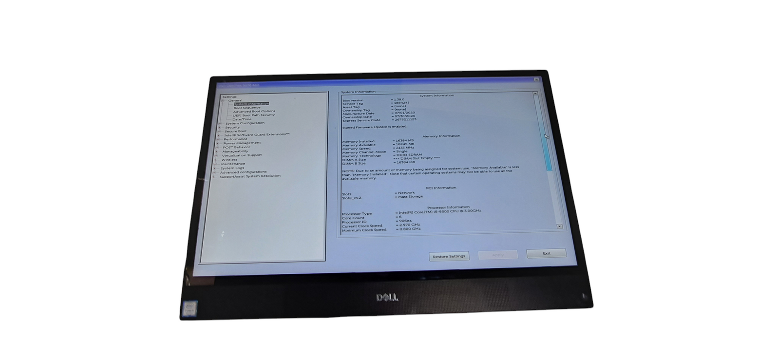 Dell OptiPlex 5270 AIO i5-9500 CPU|16GB DDR4|256GB NVMe